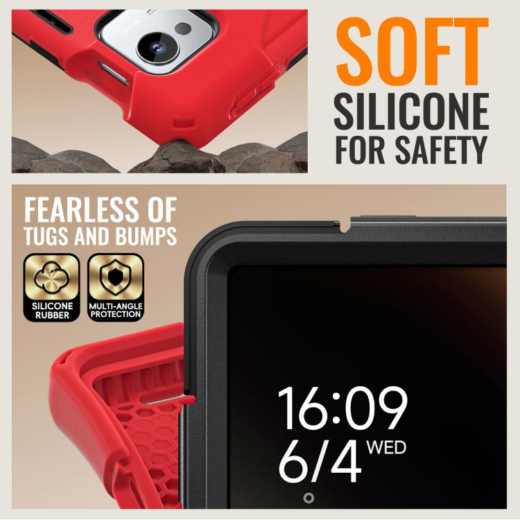 For Xiaomi Pad 7 Ultra Silicone Hybrid PC Tablet Case with Holder & Shoulder Strap