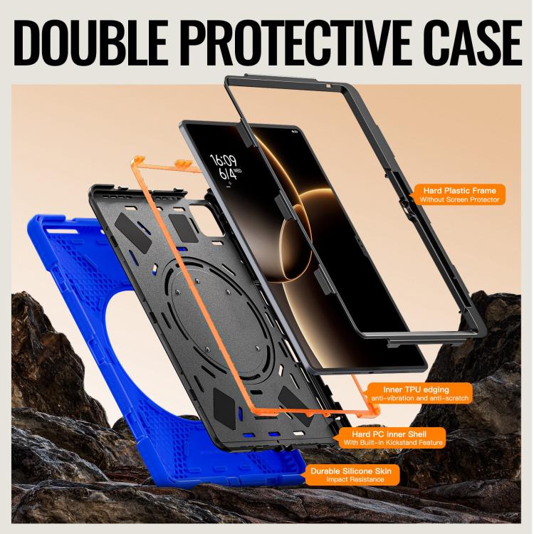 For Xiaomi Pad 7 Ultra Silicone Hybrid PC Tablet Case with Holder & Shoulder Strap