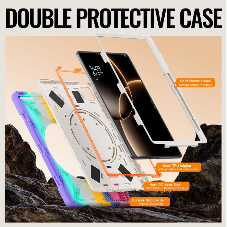 For Xiaomi Pad 7 Ultra Silicone Hybrid PC Tablet Case with Holder & Shoulder Strap