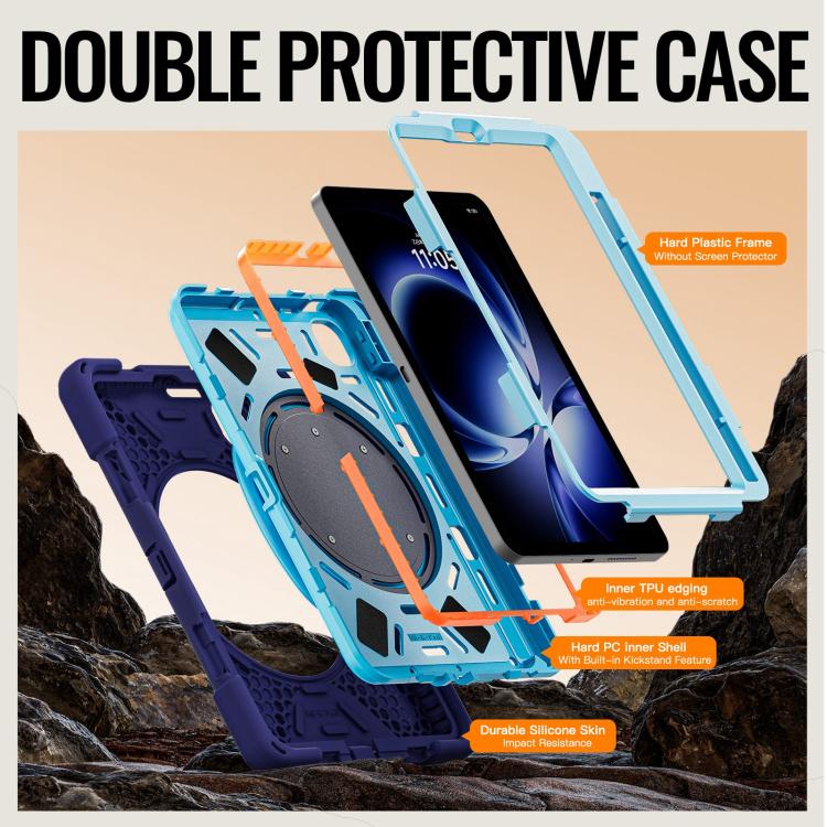 For Xiaomi Redmi K Pad 8.8 2025 Silicone Hybrid PC Tablet Case with Holder & Shoulder Strap