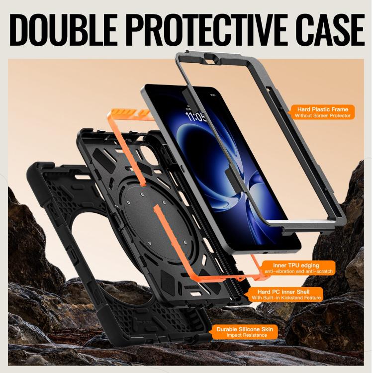 For Xiaomi Redmi K Pad 8.8 2025 Silicone Hybrid PC Tablet Case with Holder & Shoulder Strap