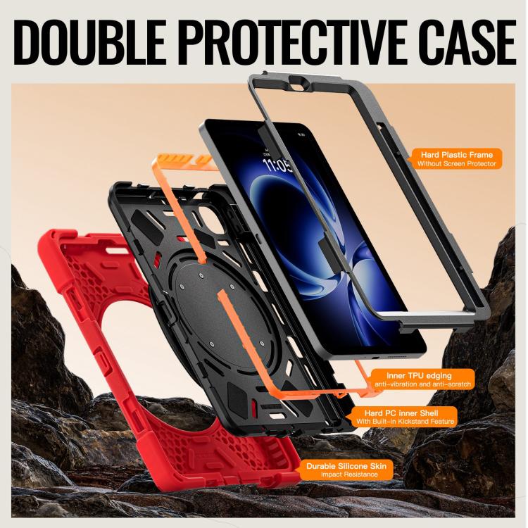 For Xiaomi Redmi K Pad 8.8 2025 Silicone Hybrid PC Tablet Case with Holder & Shoulder Strap