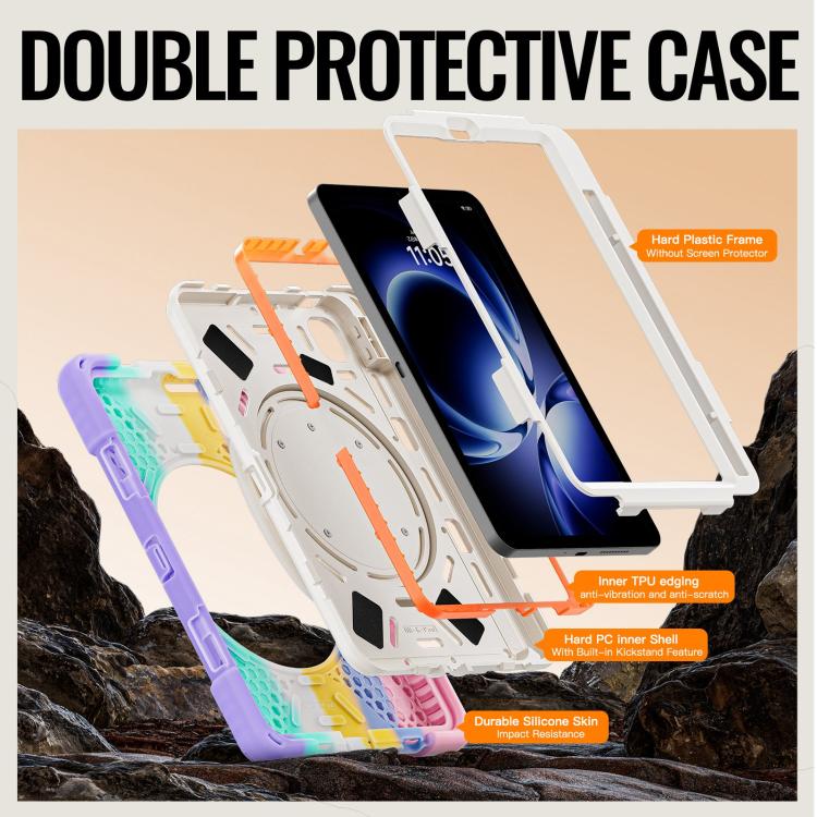 For Xiaomi Redmi K Pad 8.8 2025 Silicone Hybrid PC Tablet Case with Holder & Shoulder Strap