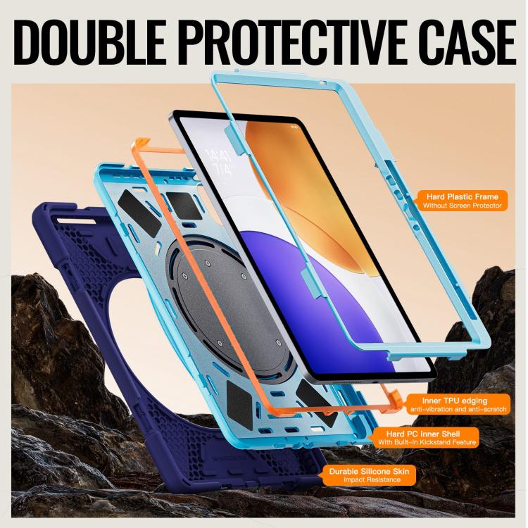 For Xiaomi Pad 7S Pro 12.5 Silicone Hybrid PC Tablet Case with Holder & Shoulder Strap
