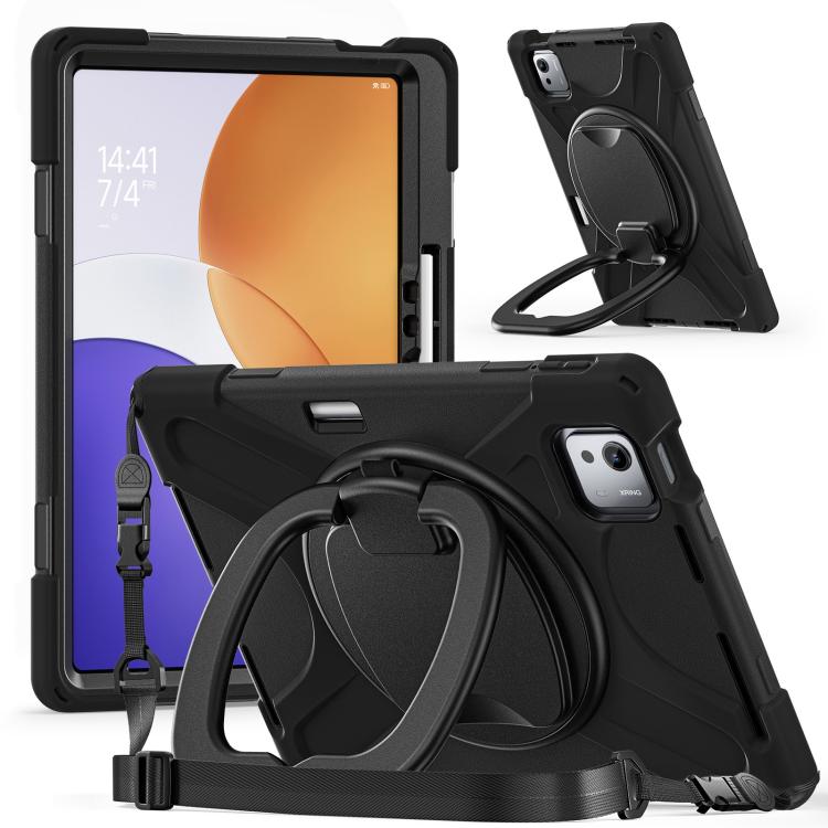 For Xiaomi Pad 7S Pro 12.5 Silicone Hybrid PC Tablet Case with Holder & Shoulder Strap