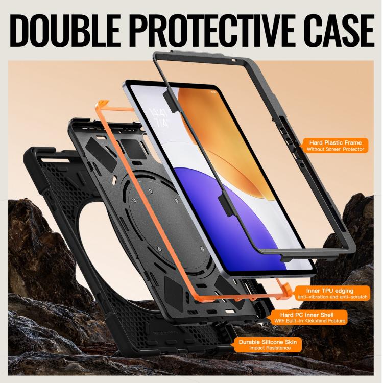 For Xiaomi Pad 7S Pro 12.5 Silicone Hybrid PC Tablet Case with Holder & Shoulder Strap