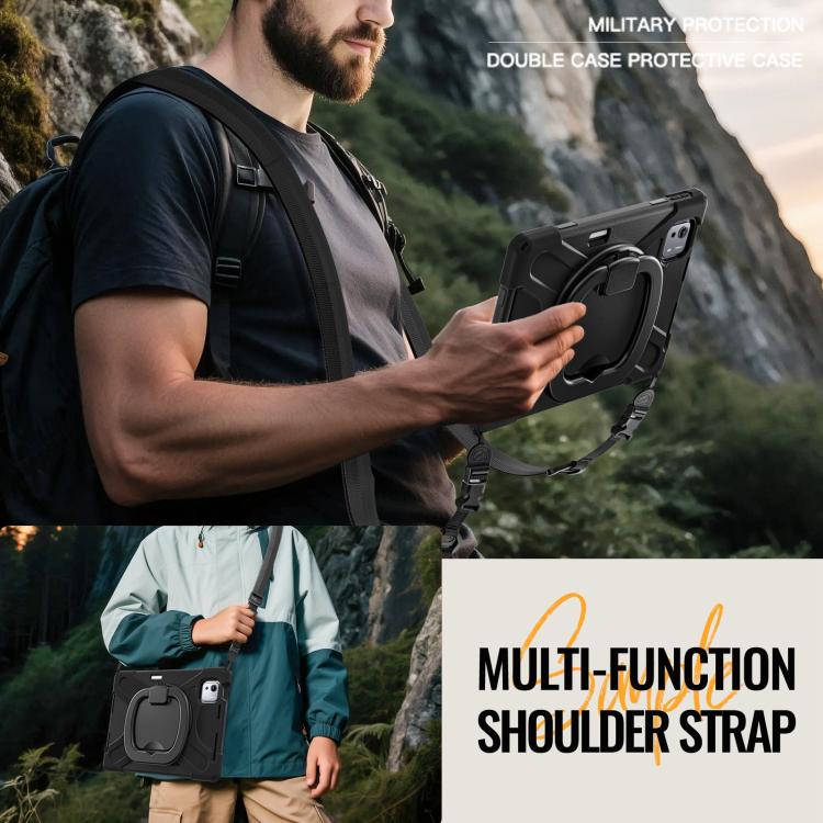 For Xiaomi Pad 7S Pro 12.5 Silicone Hybrid PC Tablet Case with Holder & Shoulder Strap