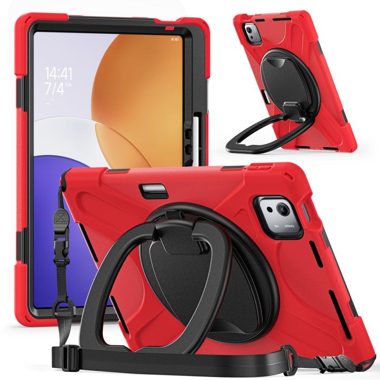 For Xiaomi Pad 7S Pro 12.5 Silicone Hybrid PC Tablet Case with Holder & Shoulder Strap