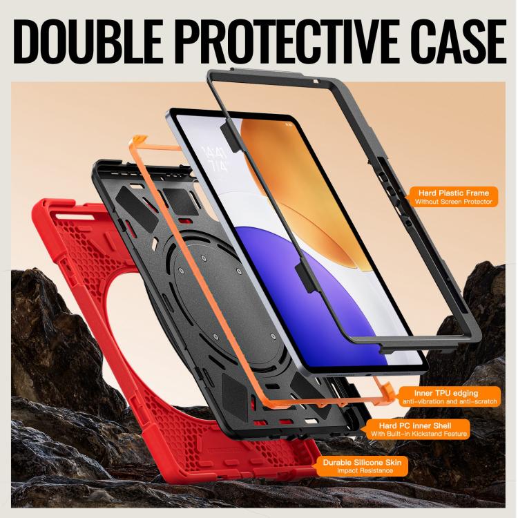 For Xiaomi Pad 7S Pro 12.5 Silicone Hybrid PC Tablet Case with Holder & Shoulder Strap