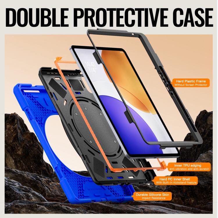 For Xiaomi Pad 7S Pro 12.5 Silicone Hybrid PC Tablet Case with Holder & Shoulder Strap