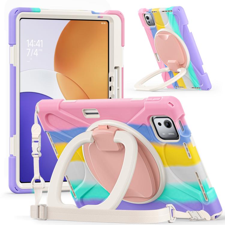 For Xiaomi Pad 7S Pro 12.5 Silicone Hybrid PC Tablet Case with Holder & Shoulder Strap