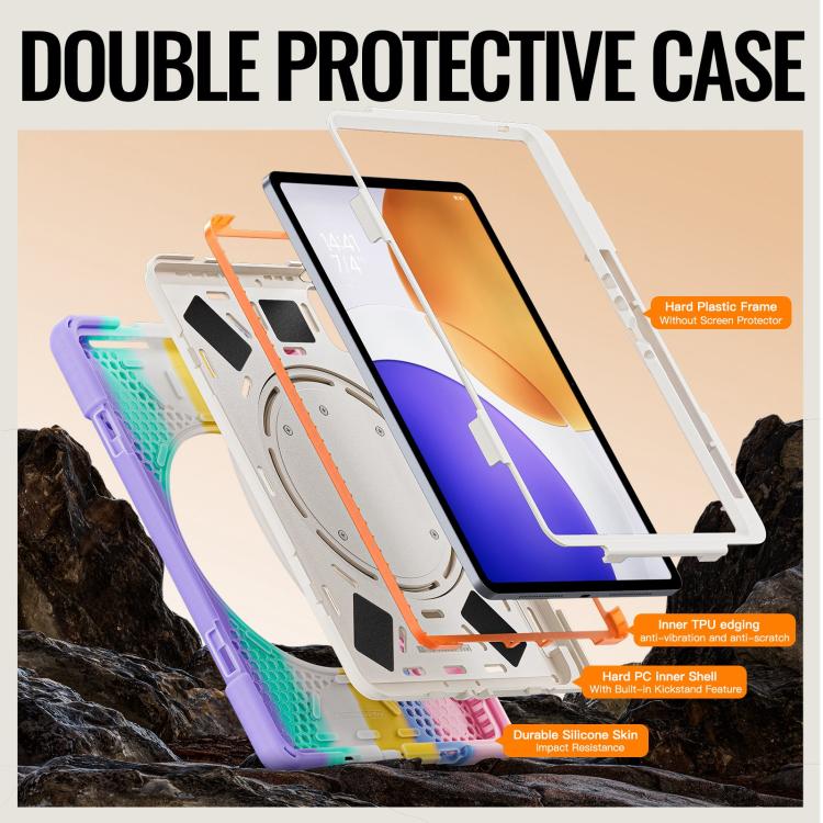 For Xiaomi Pad 7S Pro 12.5 Silicone Hybrid PC Tablet Case with Holder & Shoulder Strap