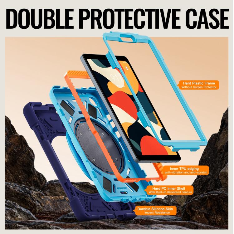 For Lenovo Tab K9 / One 8.7 Silicone Hybrid PC Tablet Case with Holder & Shoulder Strap
