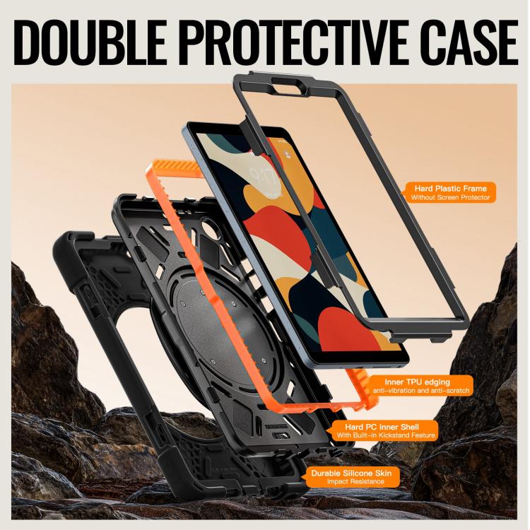 For Lenovo Tab K9 / One 8.7 Silicone Hybrid PC Tablet Case with Holder & Shoulder Strap