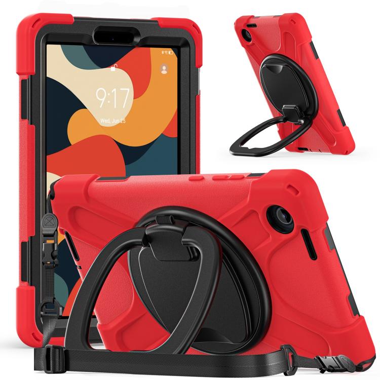 For Lenovo Tab K9 / One 8.7 Silicone Hybrid PC Tablet Case with Holder & Shoulder Strap