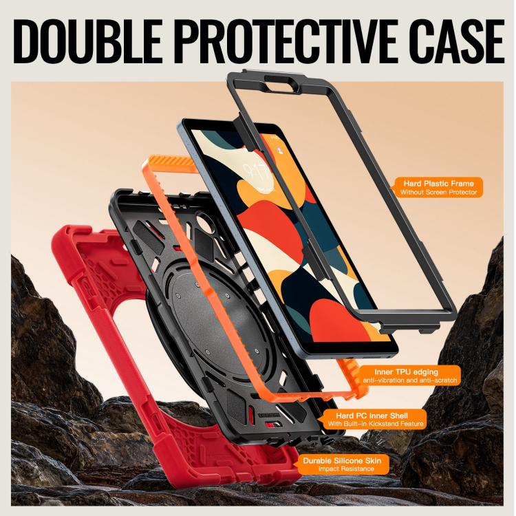 For Lenovo Tab K9 / One 8.7 Silicone Hybrid PC Tablet Case with Holder & Shoulder Strap