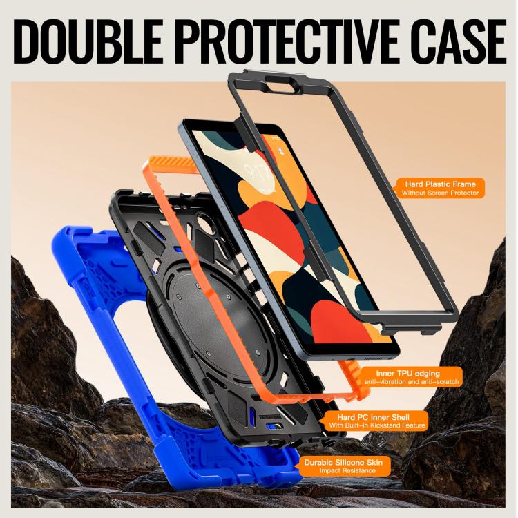 For Lenovo Tab K9 / One 8.7 Silicone Hybrid PC Tablet Case with Holder & Shoulder Strap