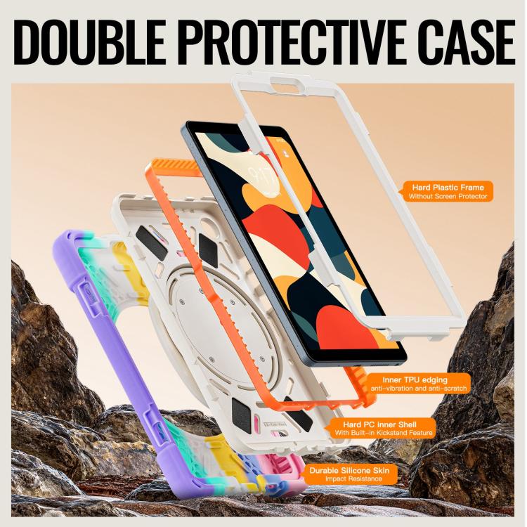 For Lenovo Tab K9 / One 8.7 Silicone Hybrid PC Tablet Case with Holder & Shoulder Strap