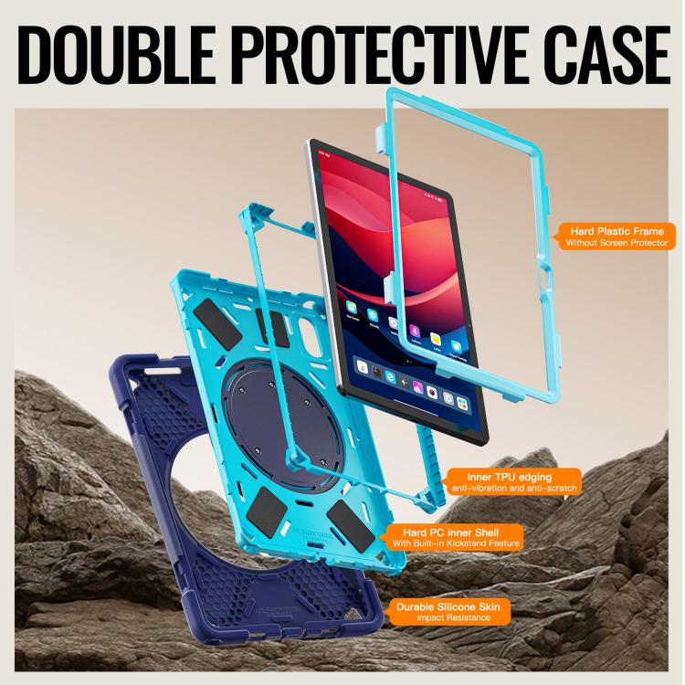 For Lenovo Xiaoxin Pad 11 2024 / 2025 Silicone Hybrid PC Tablet Case with Holder & Shoulder Strap