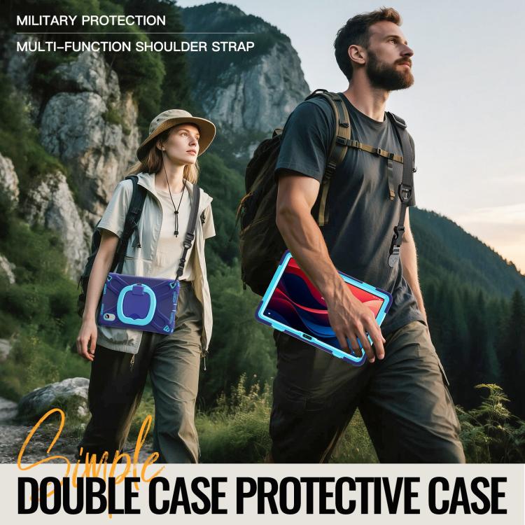 For Lenovo Xiaoxin Pad 11 2024 / 2025 Silicone Hybrid PC Tablet Case with Holder & Shoulder Strap