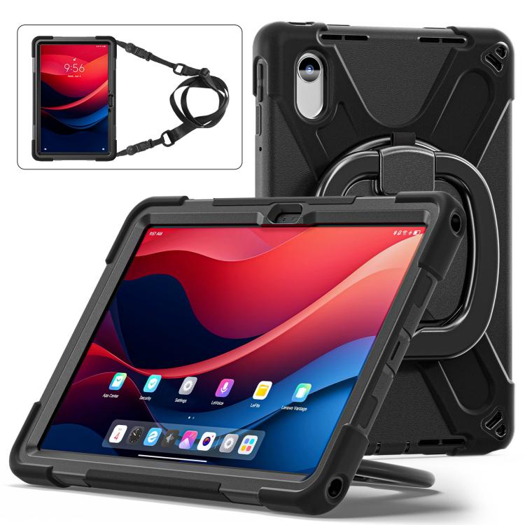 For Lenovo Xiaoxin Pad 11 2024 / 2025 Silicone Hybrid PC Tablet Case with Holder & Shoulder Strap