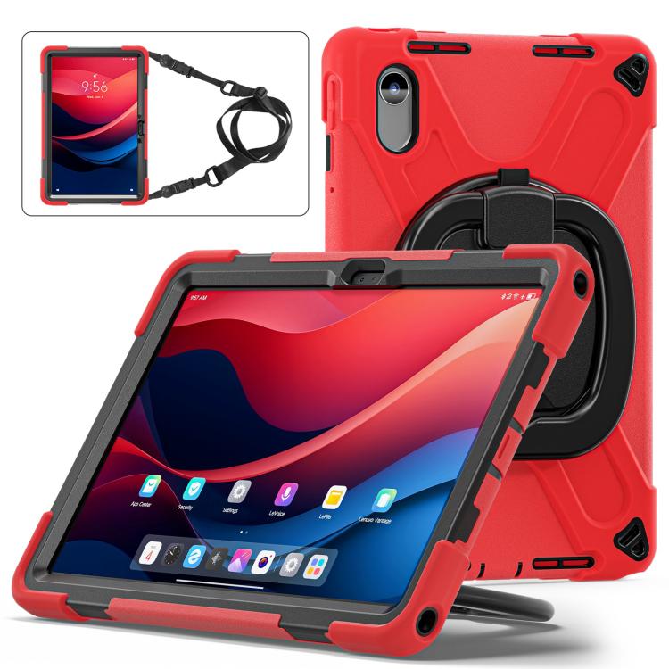 For Lenovo Xiaoxin Pad 11 2024 / 2025 Silicone Hybrid PC Tablet Case with Holder & Shoulder Strap
