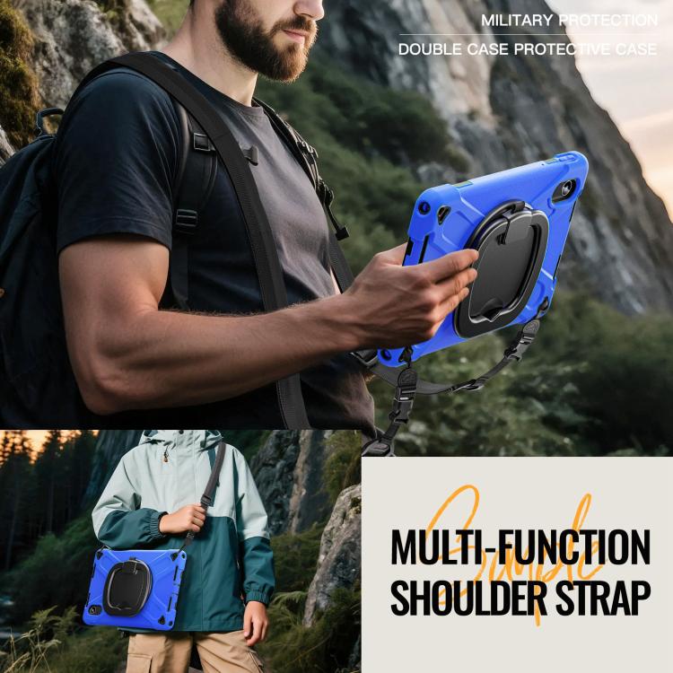 For Lenovo Xiaoxin Pad 11 2024 / 2025 Silicone Hybrid PC Tablet Case with Holder & Shoulder Strap