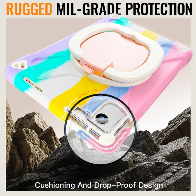 For Lenovo Xiaoxin Pad 11 2024 / 2025 Silicone Hybrid PC Tablet Case with Holder & Shoulder Strap