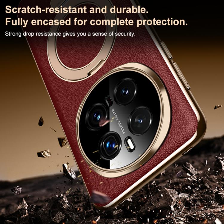 For Honor Magic7 Plain Leather MagSafe Holder Phone Case