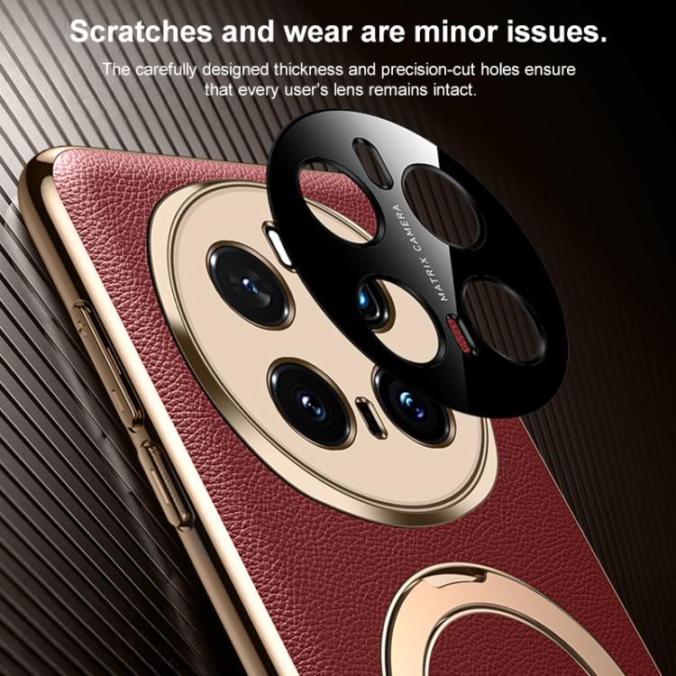 For Honor Magic7 Pro Plain Leather MagSafe Holder Phone Case