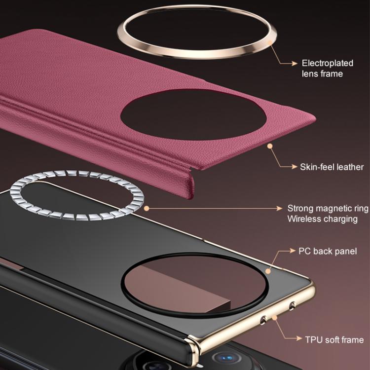 For Huawei Mate X5 / X3 Folding Shaft Skin Feel Leather Texture Cooling MagSafe Phone Case