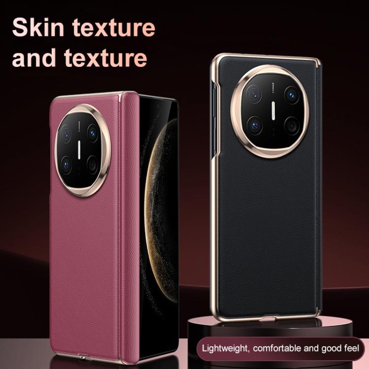 For Huawei Mate X6 Folding Shaft Skin Feel Leather Texture Cooling MagSafe Phone Case