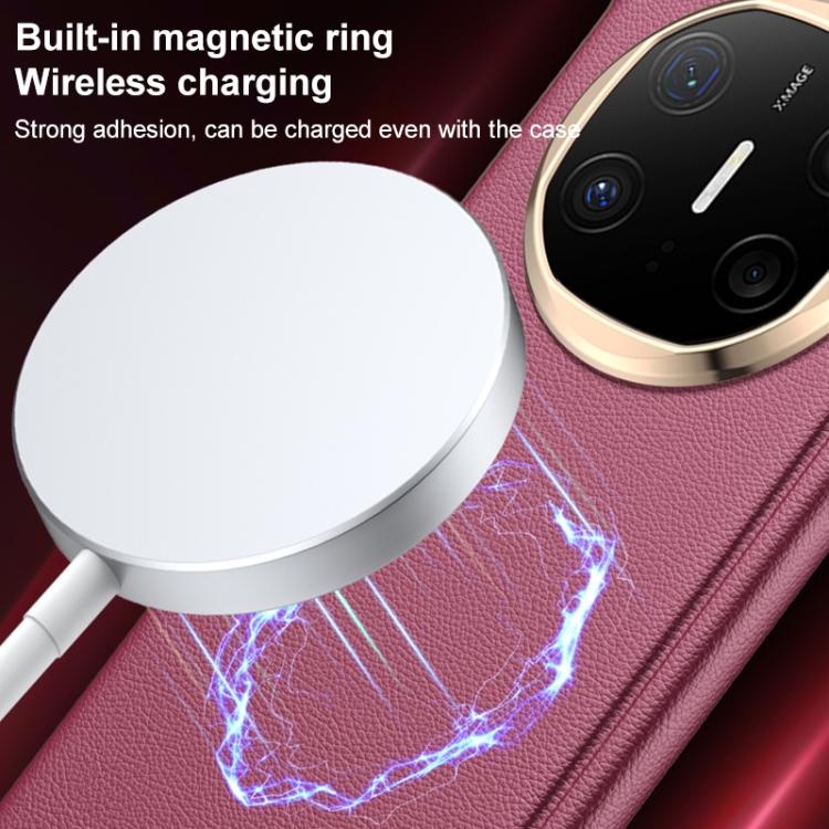 For Huawei Mate X6 Folding Shaft Skin Feel Leather Texture Cooling MagSafe Phone Case
