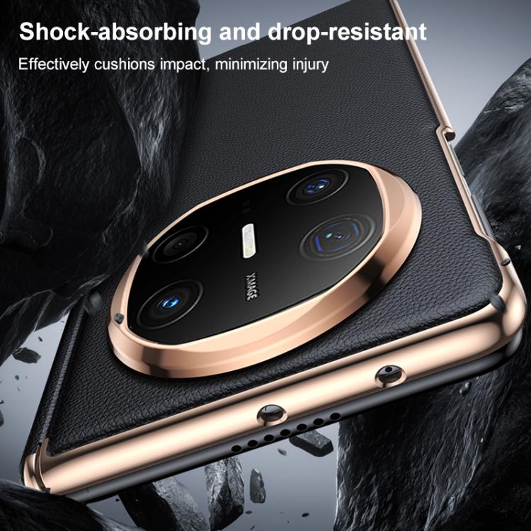 For Huawei Mate X6 Folding Shaft Skin Feel Leather Texture Cooling MagSafe Phone Case