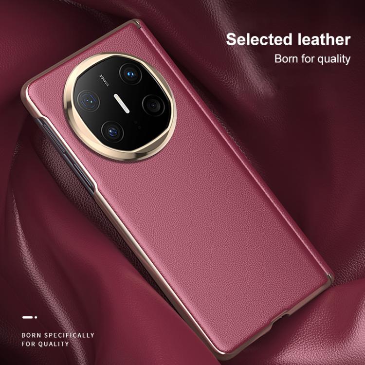 For Huawei Mate X6 Folding Shaft Skin Feel Leather Texture Cooling MagSafe Phone Case