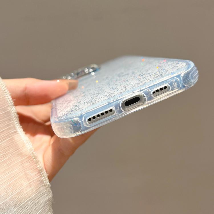 For iPhone 14 Plus Glitter Foil Diamond-encrusted Camera Frame TPU + IMD Phone Case