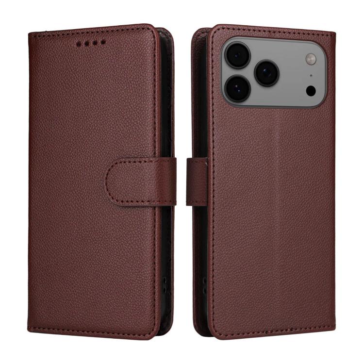 For iPhone 17 Pro Max Litchi Texture RFID Blocking 3-Card Wallet Leather Phone Case