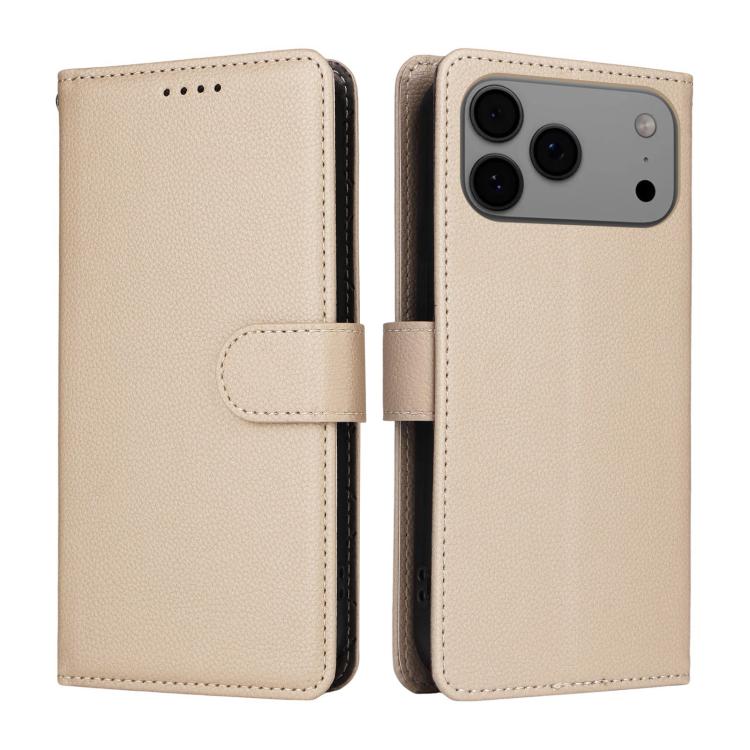 For iPhone 17 Pro Litchi Texture RFID Blocking 3-Card Wallet Leather Phone Case