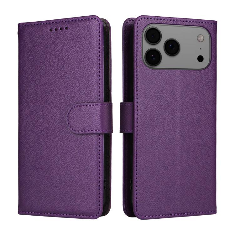 For iPhone 17 Pro Litchi Texture RFID Blocking 3-Card Wallet Leather Phone Case