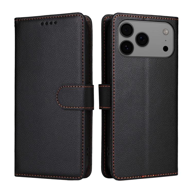 For iPhone 17 Pro Litchi Texture RFID Blocking 3-Card Wallet Leather Phone Case