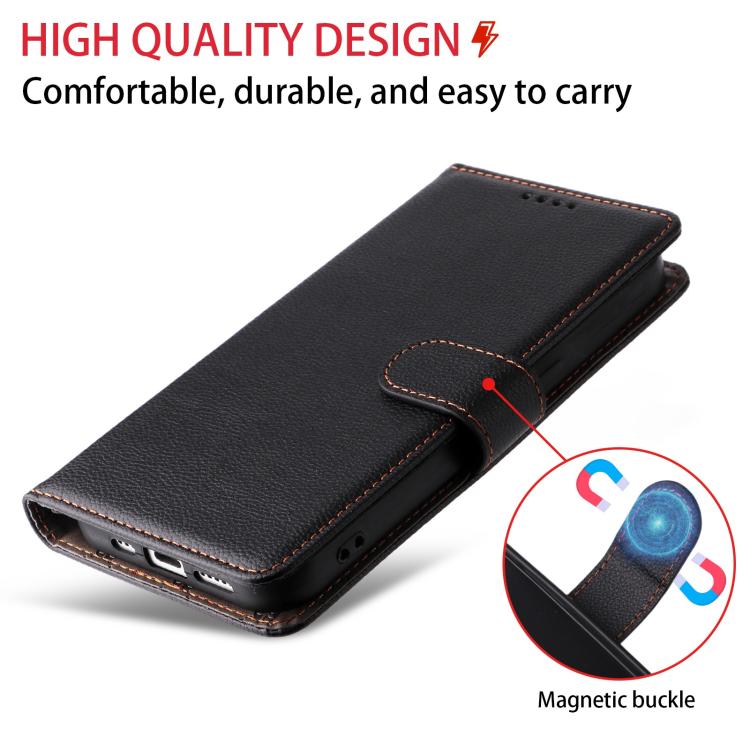 For iPhone 17 Pro Litchi Texture RFID Blocking 3-Card Wallet Leather Phone Case
