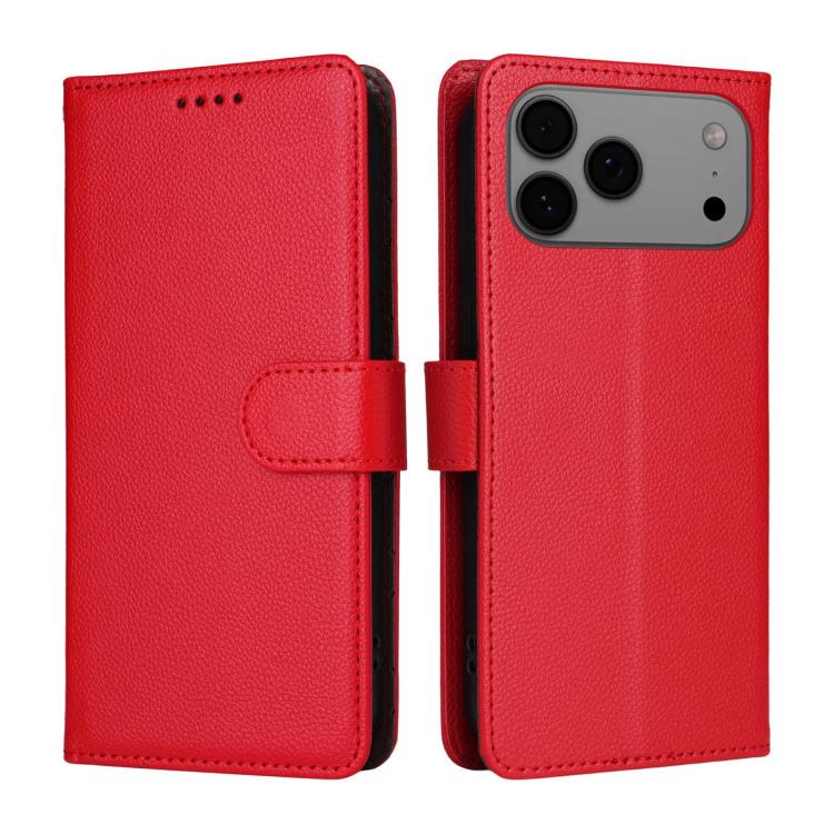 For iPhone 17 Pro Litchi Texture RFID Blocking 3-Card Wallet Leather Phone Case
