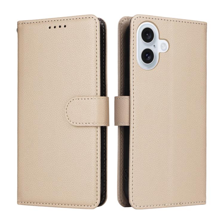 For iPhone 17 Litchi Texture RFID Blocking 3-Card Wallet Leather Phone Case