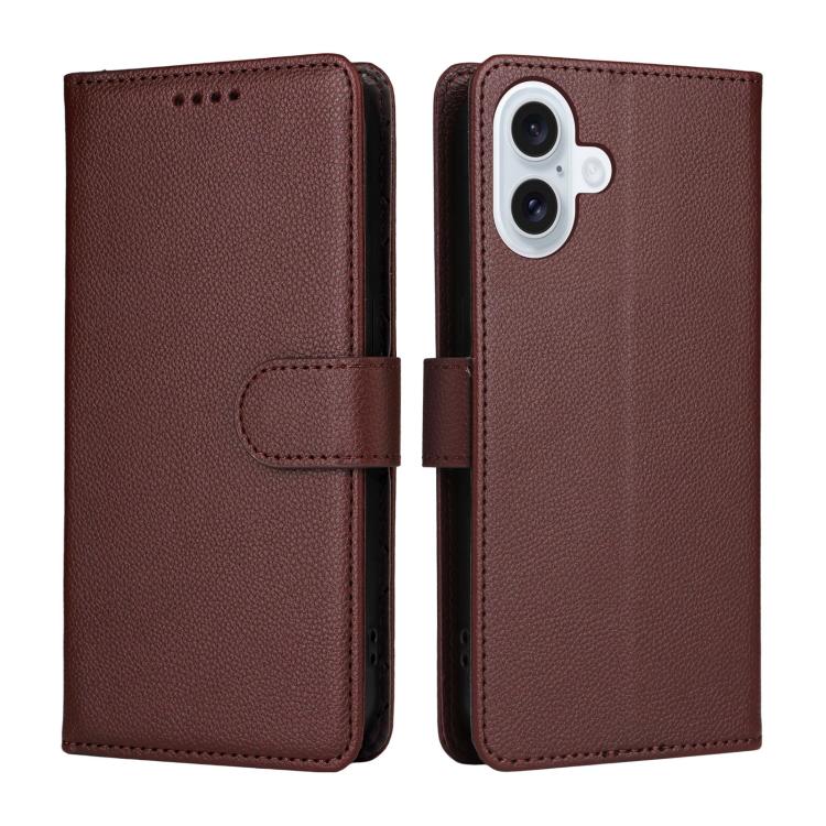 For iPhone 17 Litchi Texture RFID Blocking 3-Card Wallet Leather Phone Case