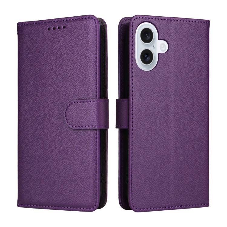 For iPhone 17 Litchi Texture RFID Blocking 3-Card Wallet Leather Phone Case