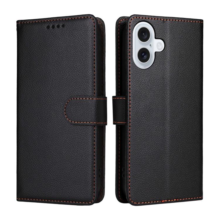 For iPhone 17 Litchi Texture RFID Blocking 3-Card Wallet Leather Phone Case