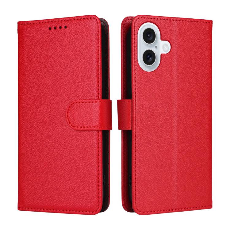 For iPhone 17 Litchi Texture RFID Blocking 3-Card Wallet Leather Phone Case