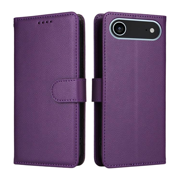 For iPhone Air Litchi Texture RFID Blocking 3-Card Wallet Leather Phone Case
