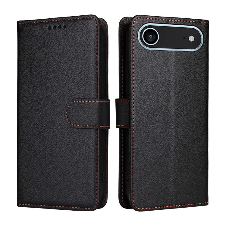 For iPhone Air Litchi Texture RFID Blocking 3-Card Wallet Leather Phone Case