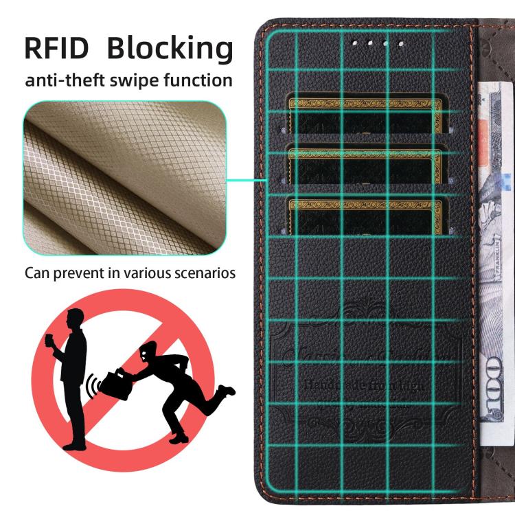 For iPhone Air Litchi Texture RFID Blocking 3-Card Wallet Leather Phone Case